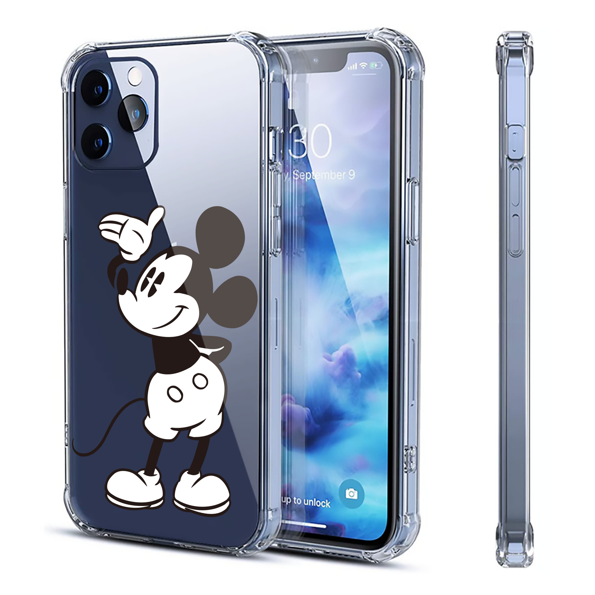 （画像用） ミッキーマウス Mickey Mouse 【iPhone 12シリーズ対応】透明スマホケース（クリアソフトケース）